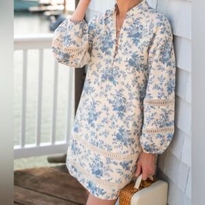 NWT Tuckernuck Forget Me Not Chintz Floral Cotton Linen Mini Maryse Caftan Sz M